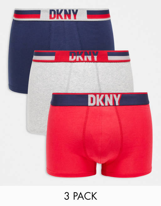 DKNY Winchester 3 pack trunks in navy red grey