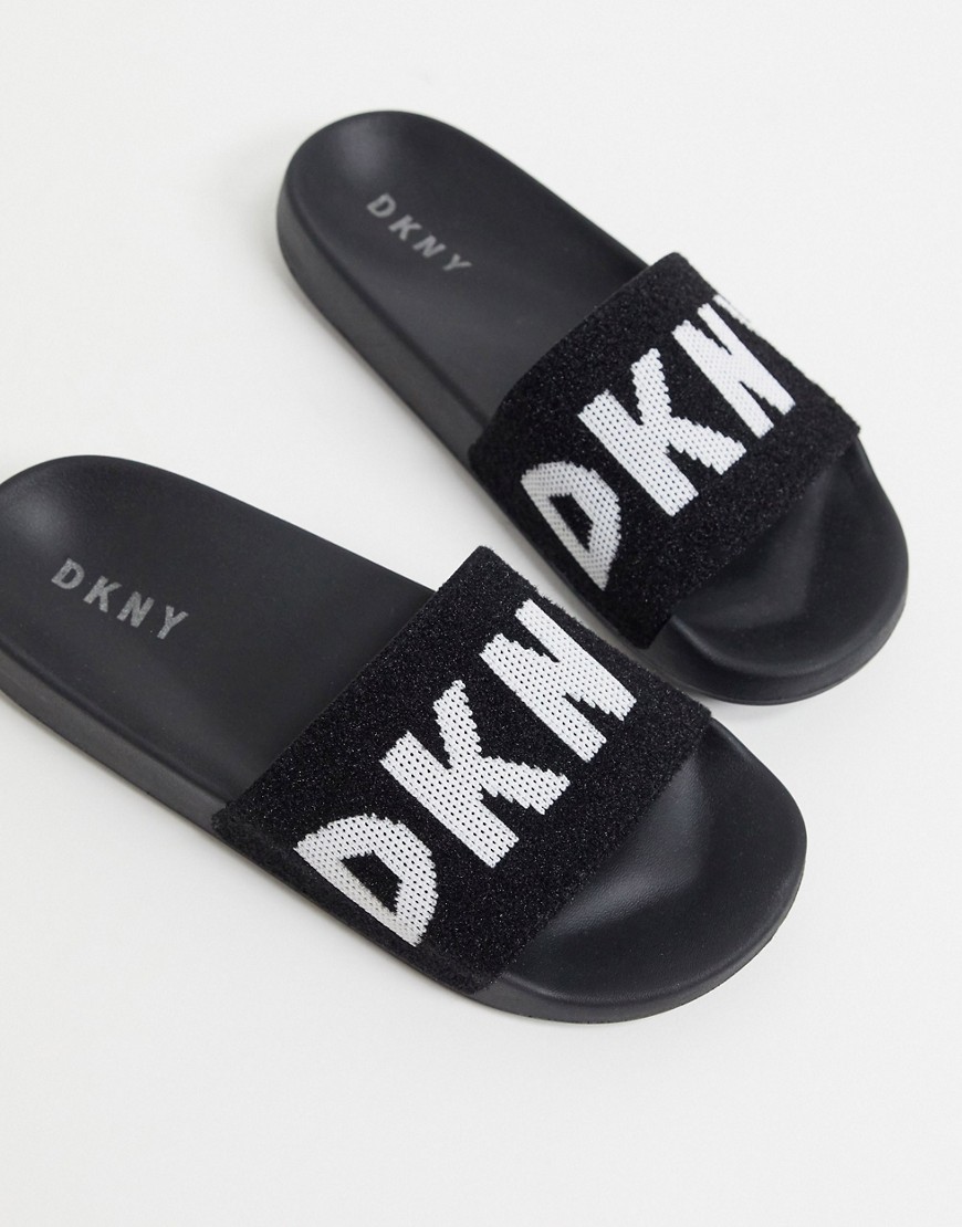 DKNY - Zax - Slider in tessuto con logo nere-Nero