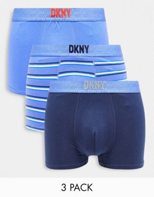 DKNY Zion 3 pack trunks in navy and blue stripe