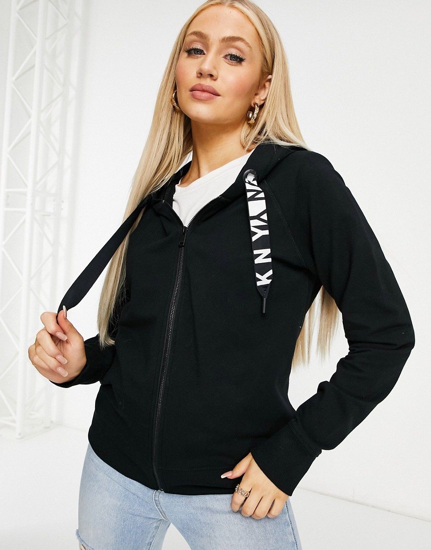 DKNY zip through hoodie in black