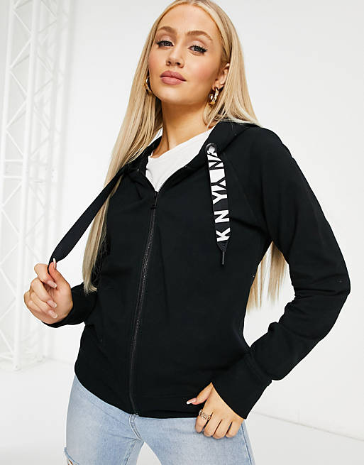 DKNY zip through hoodie in black | ASOS
