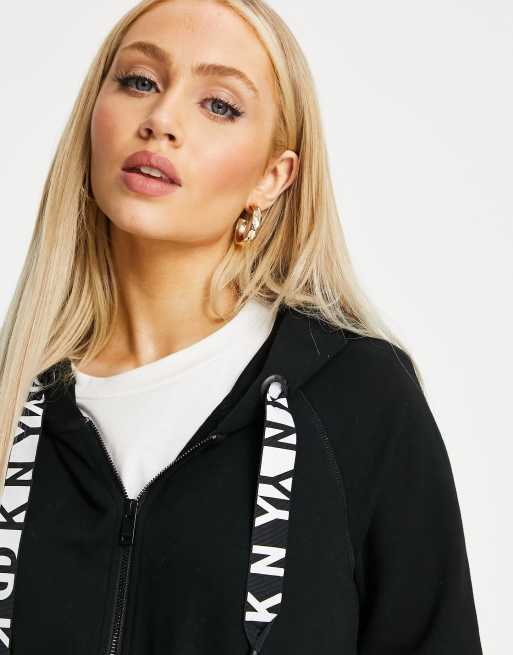 DKNY zip through hoodie in black