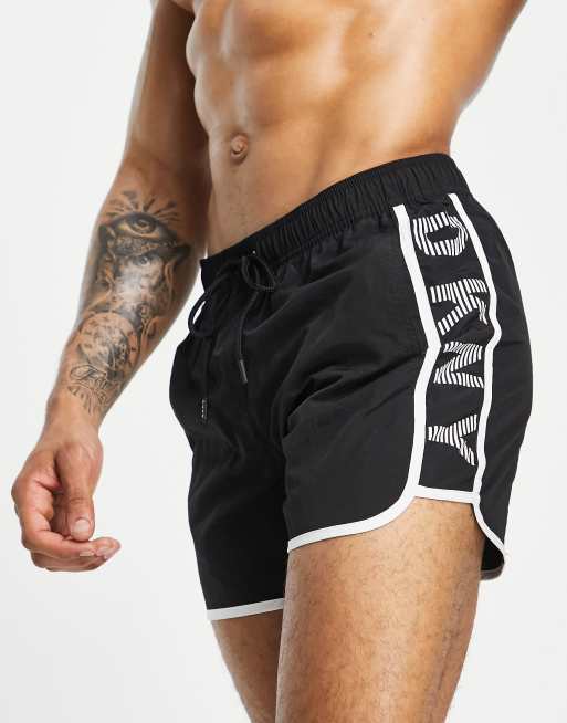 DKNY - Zwemshort met logo aan de zijkant in marineblauw en wit