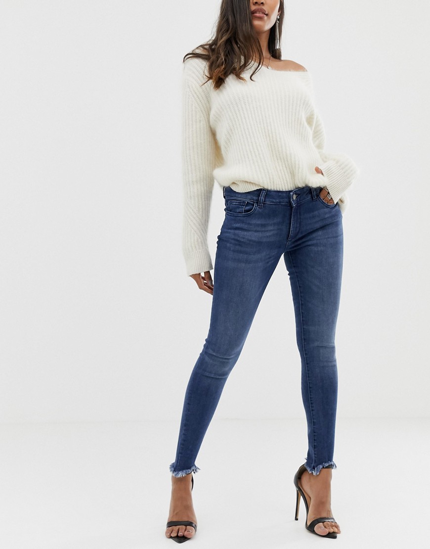 DL1961 – Emma – Skinny jeans med råkant-Blå