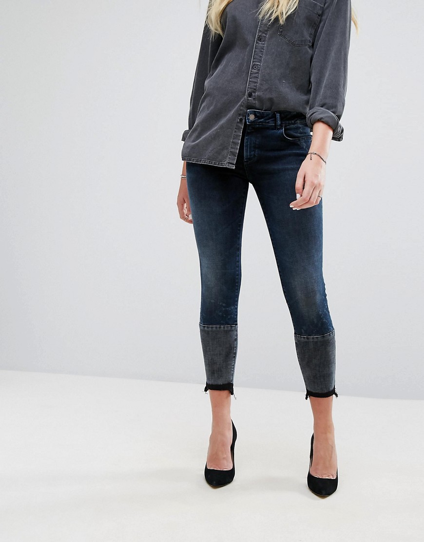 DL1961 – Florence — Korta skinny jeans med kontrasterande tvätt vid nederkanten-Blå