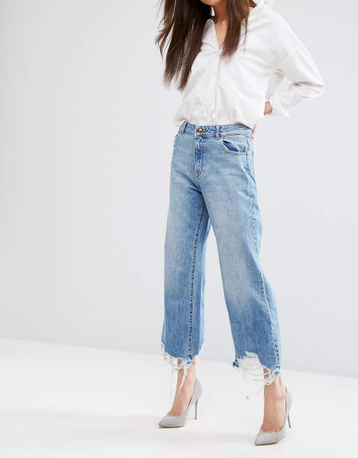 DL1961 Hepburn Crop Wide Leg Jean with Raw Hem | ASOS