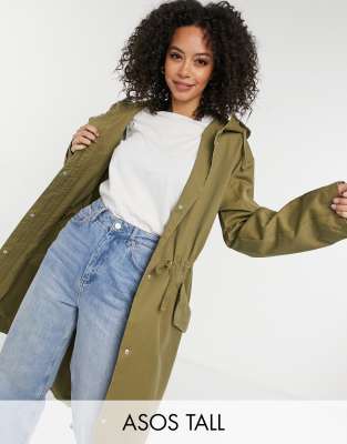  Длинная парка цвета хаки ASOS DESIGN Tall-Бежевый