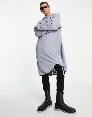 Худи и свитшоты Длинное объемное худи серого цвета ASOS DESIGN-Серый