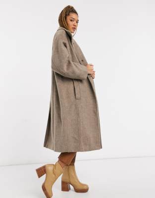 фото Длинное серое oversized-пальто asos design-серый