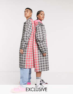 Длинный макинтош в клетку COLLUSION Unisex-Мульти