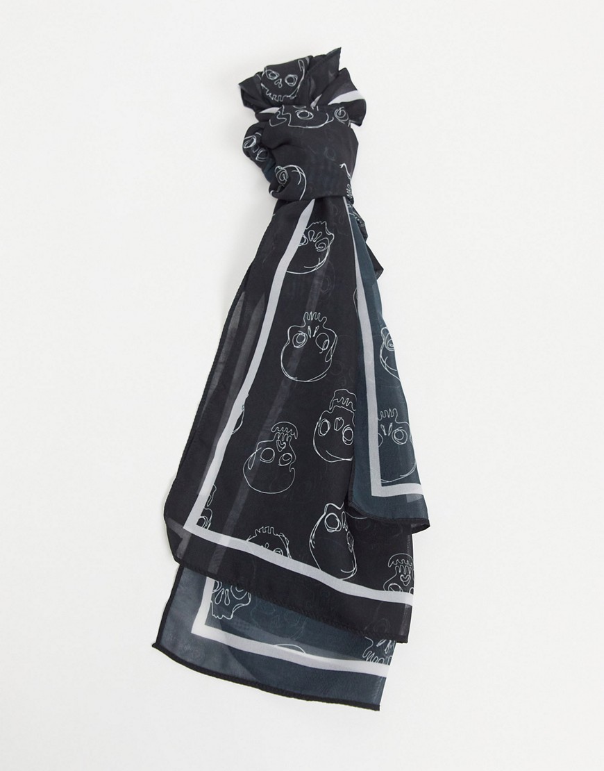 фото Длинный шарф с принтом bolongaro trevor-черный цвет