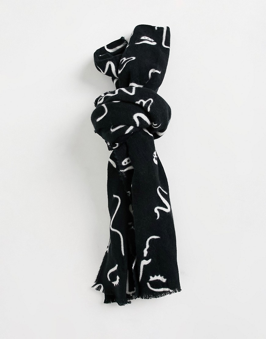 Длинный шарф с принтом в виде лиц ASOS DESIGN-Многоцветный