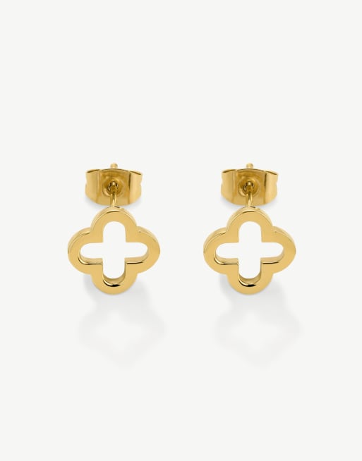 D.LOUISE Classic waterproof clover studs in gold  - GOLD