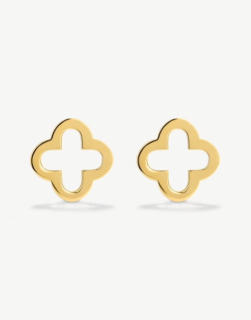 D.LOUISE Classic waterproof clover studs in gold, 2 of 3