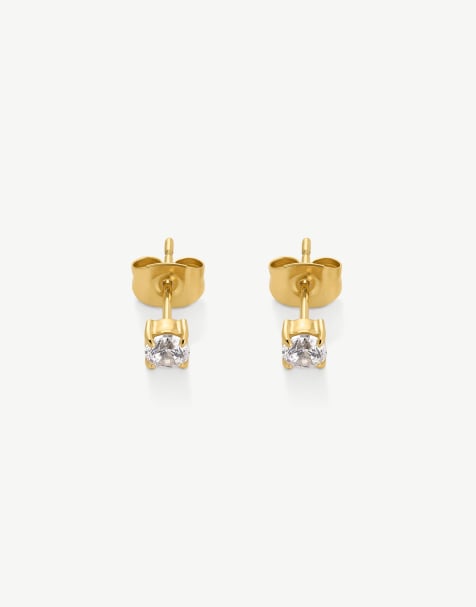 D.LOUISE Classic waterproof tennis studs 4mm in gold  - GOLD - view 1