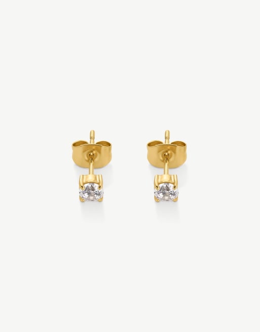 D.LOUISE Classic waterproof tennis studs 4mm in gold  - GOLD