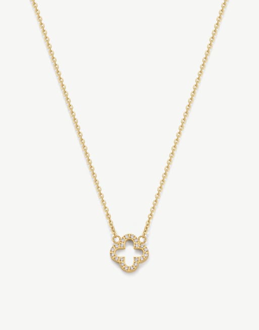 D.LOUISE Cz clover waterproof pendant in gold  - GOLD