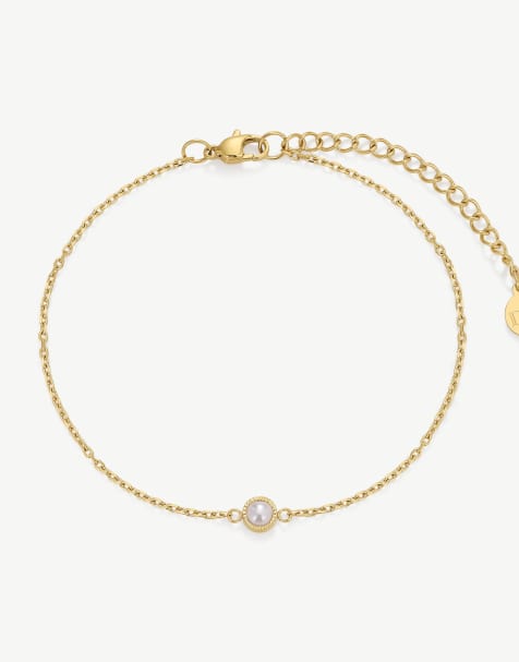 D.LOUISE Dainty  waterproof pearl  bracelet in gold  - GOLD - view 1