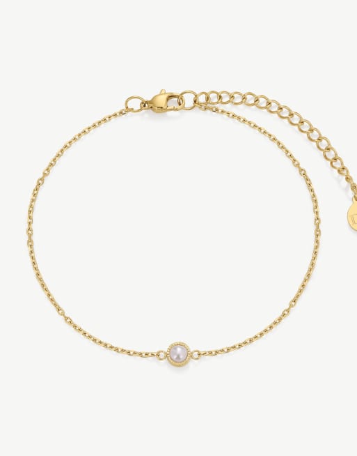 D.LOUISE Dainty  waterproof pearl  bracelet in gold  - GOLD