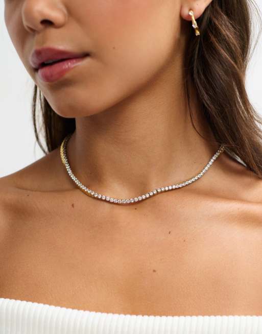 D.LOUISE Luxe waterproof tennis necklace 40cm in gold, 3 of 3