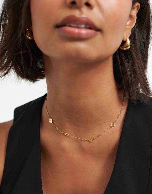 D.LOUISE Multi  clover  waterproof necklace in gold, 2 of 3