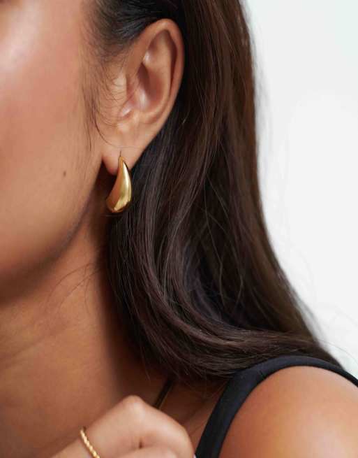 D.LOUISE waterproof Curved  midi  hoops in gold   - GOLD