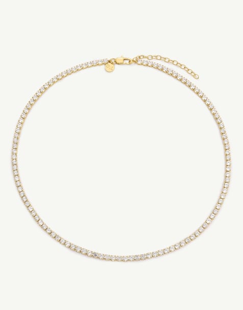 D.LOUISE waterproof Tennis necklace in gold - view 1