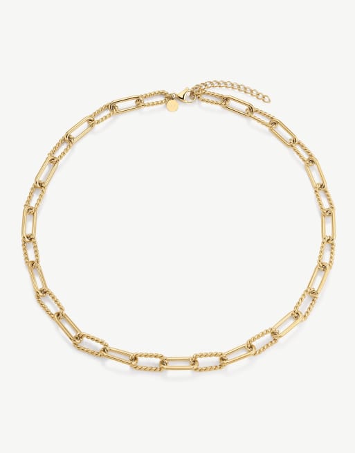 D.LOUISE waterproof Textured paperclip necklace in gold   - GOLD