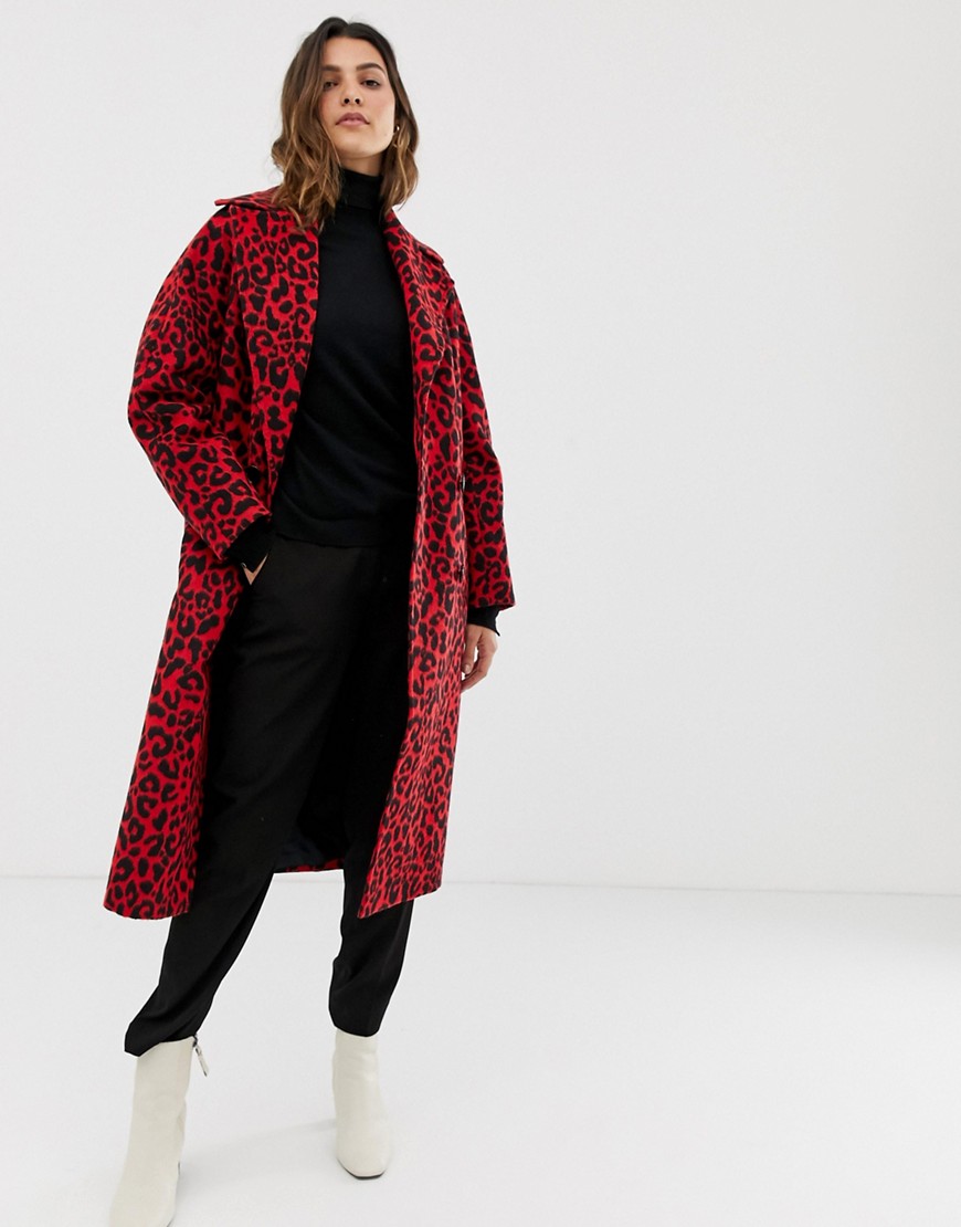 Dobbeltradet frakke med dyreprint fra Helene Berman-Rød