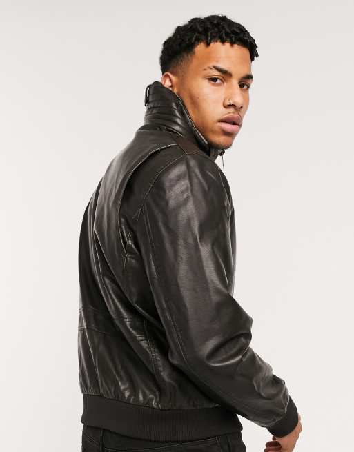 Dockers leather hot sale bomber jacket