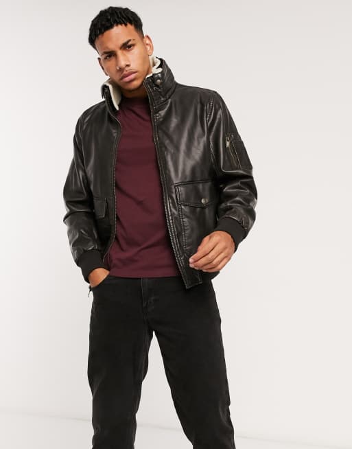 Dockers leather bomber jacket sale