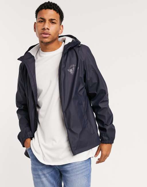 Dockers rubberized mid length rain jacket with mesh lining ASOS