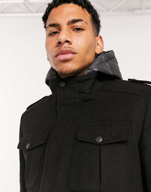 Dockers wool-blend grayson military coat