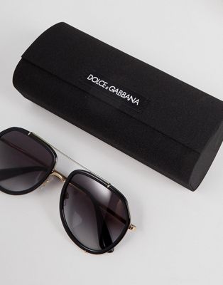 dolce and gabbana black aviator sunglasses