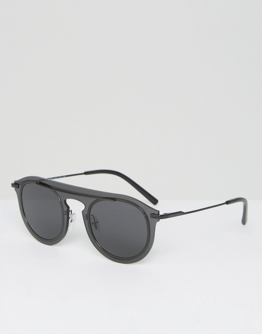 Dolce & Gabbana – Runda solglasögon med platta glas-Svart