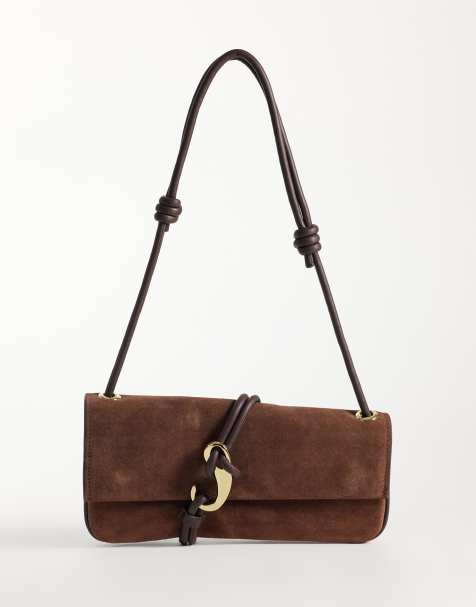 Dolce Vita - Alice - Bolso de hombro marrón chocolate de ante con herrajes dorados - view 1