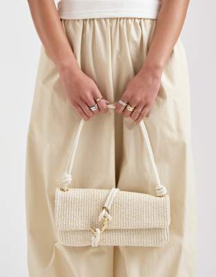 Dolce Vita Alice woven shoulder bag with gold-tone hardware in cream natural 24790₽
