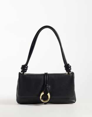 Dolce Vita Amina Leather Shoulder Bag With Gold-tone Hardware In Black