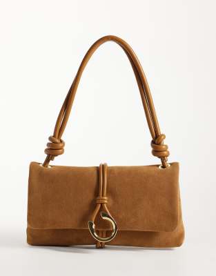 Dolce Vita Amina Leather Shoulder Bag With Gold-tone Hardware In Brown