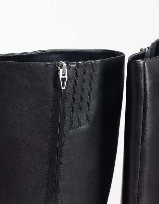 Dolce Vita Auggie heeled pointed toe knee boots in black leather, 3 of 4