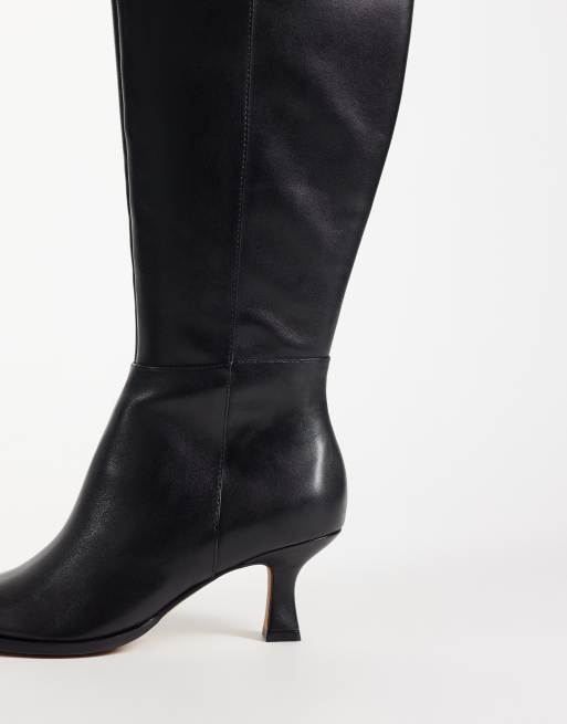 Dolce Vita Auggie heeled pointed toe knee boots in black leather, 4 of 4