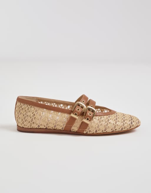 Dolce Vita Baylee woven ballet flats in natural with tan leather-look straps, 2 of 4