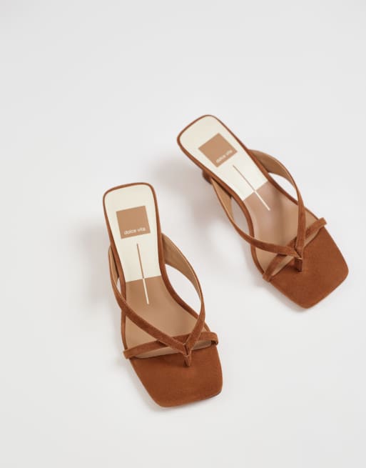 Dolce Vita Brevel strappy low heeled sandals in brown suede, 2 of 4