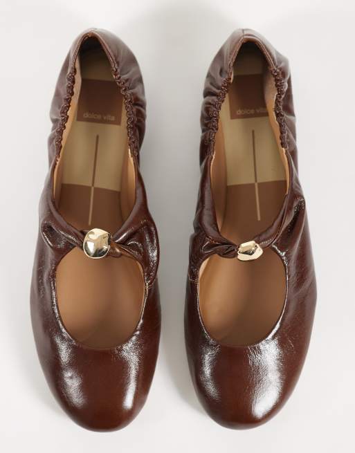 Dolce Vita Cornel ballet flats with gold detail in brown, 2 of 4