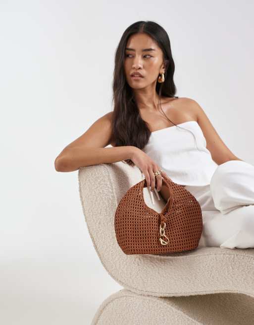 Dolce Vita - Dahlia - Geweven handtas met gouden hardware in bruin , 2 van 4