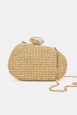 Dolce Vita Dionne hard case raffia clutch purse with resin detailing in natural natural 24790₽