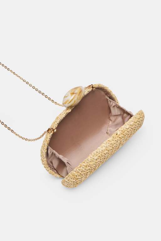 Dolce Vita - Dionne - Hardcase clutch van raffia met detail van hars in naturel, 2 van 4