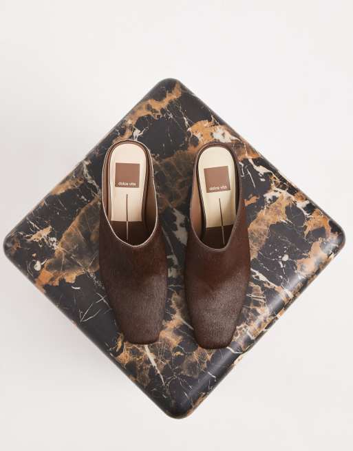 Dolce Vita Hilah square toe wedge mules in brown pony hair, 5 of 5
