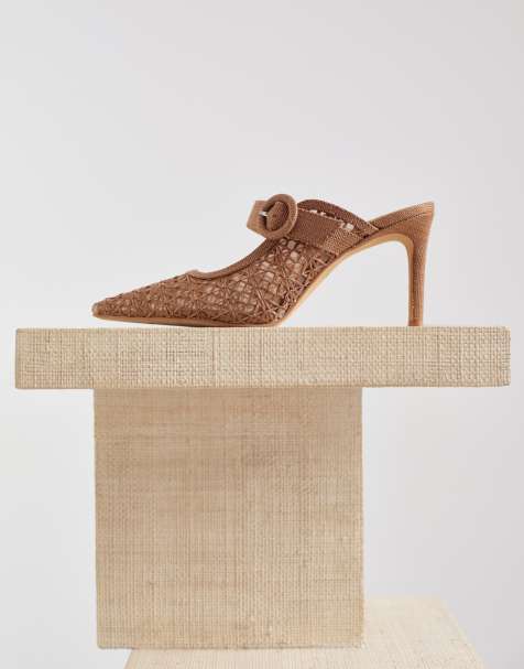 Dolce Vita – Keekee – Ljusbruna klackskor i makramé med spetsig tå - view 1