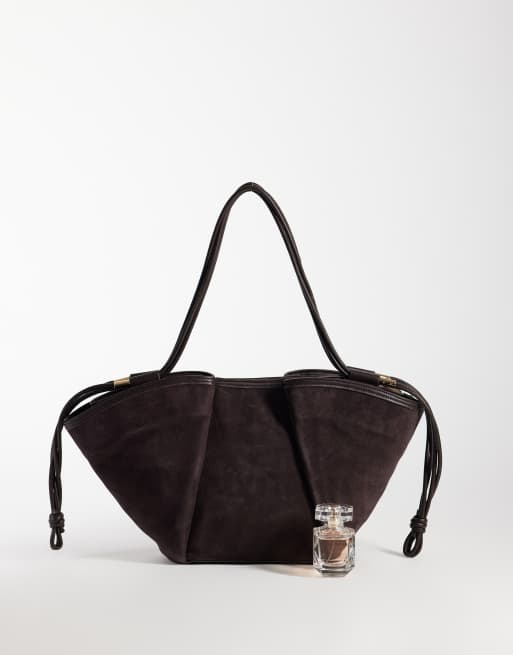 Dolce Vita Maro skulder-tote i ruskind i chokoladebrun, 2 af 4